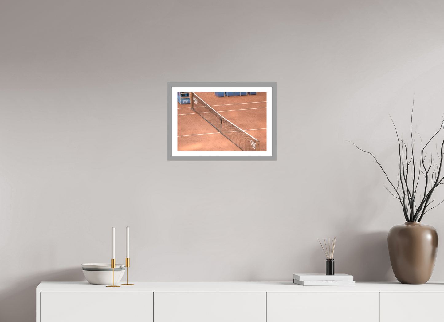 45 x 30 cm, Impression fine art, cadre gris clair, verre anti-reflet et anti-UV [Picture]: JO Paris 2024 - Tennis at Roland Garros (2)