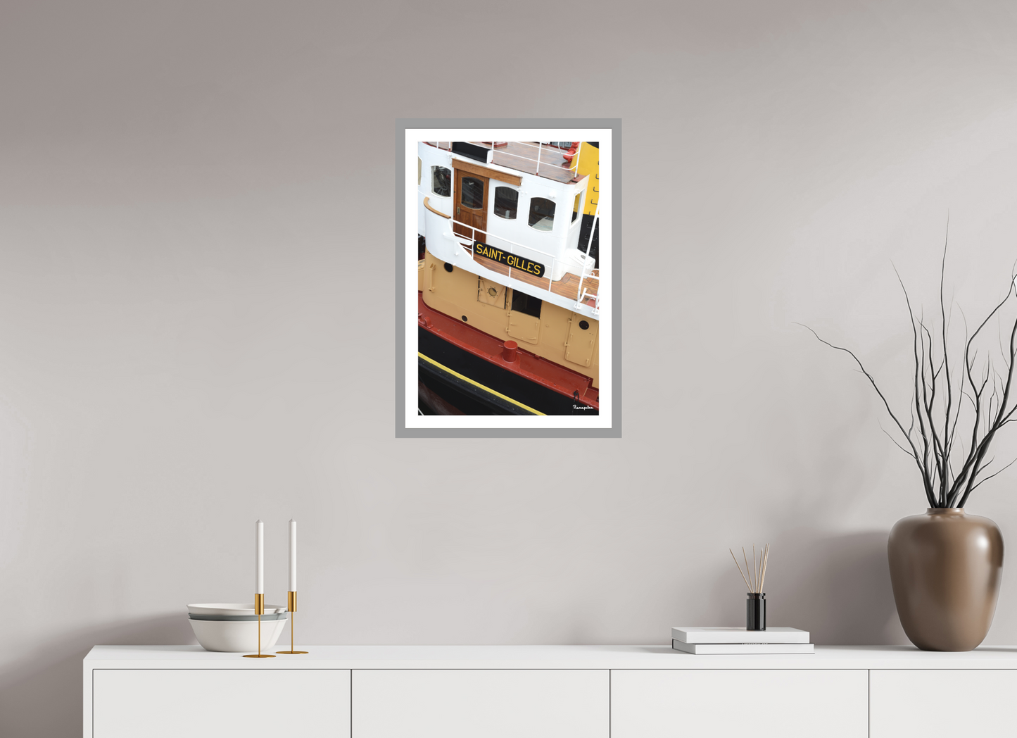 40 x 60 cm, Impression fine art, cadre gris clair, verre anti-reflet et anti-UV [Picture]: Saint Gilles