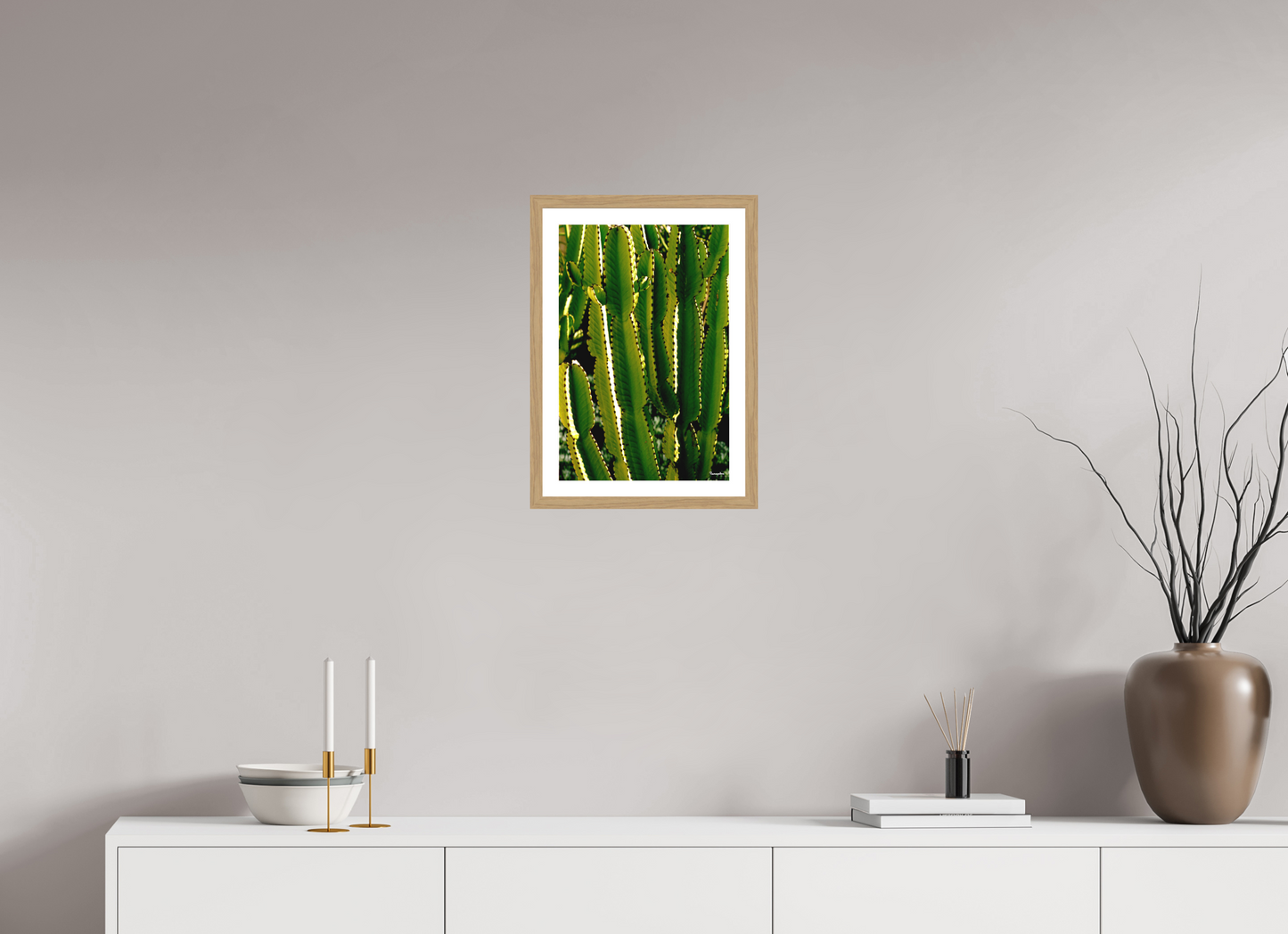 30 x 44,6 cm, Tirage argentique brillant, cadre chêne, verre anti-reflet et anti-UV [Picture]: Cactus