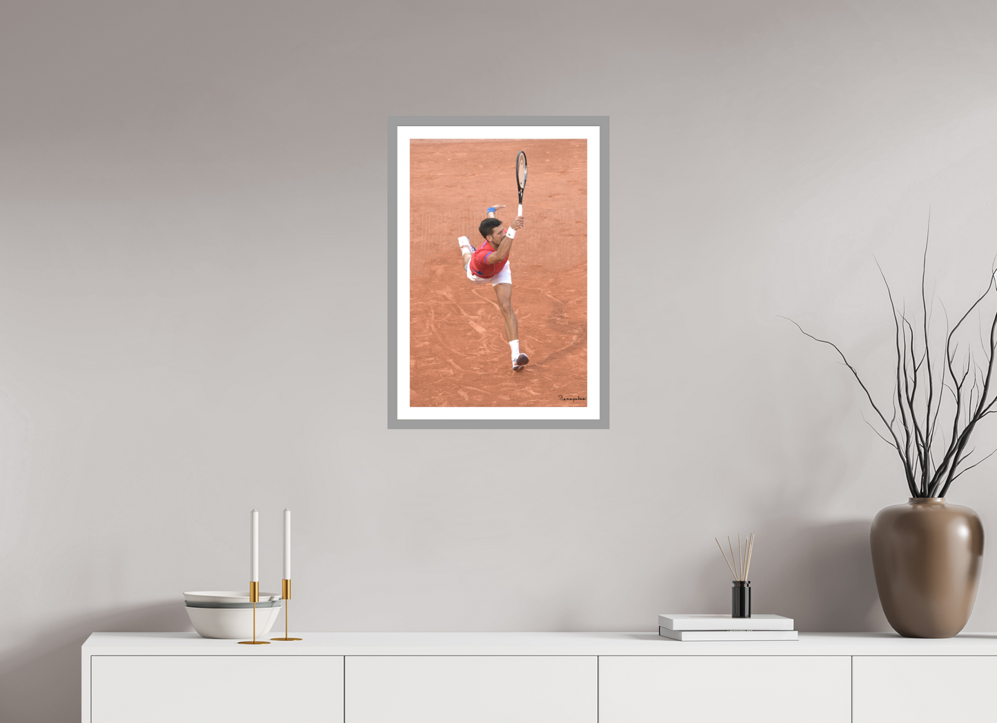 40 x 60 cm, Impression fine art, cadre gris clair, verre anti-reflet et anti-UV [Picture]: JO Paris 2024 - Tennis at Roland Garros Stadium (3)
