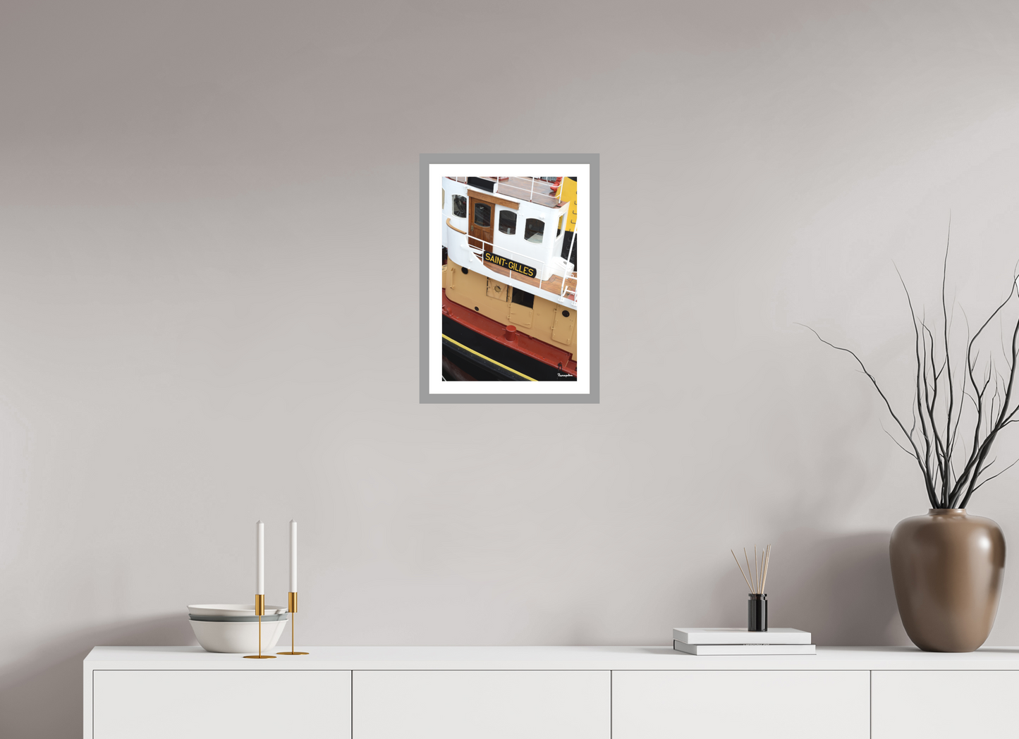 30 x 45 cm, Impression fine art, cadre gris clair, verre anti-reflet et anti-UV [Picture]: Saint Gilles