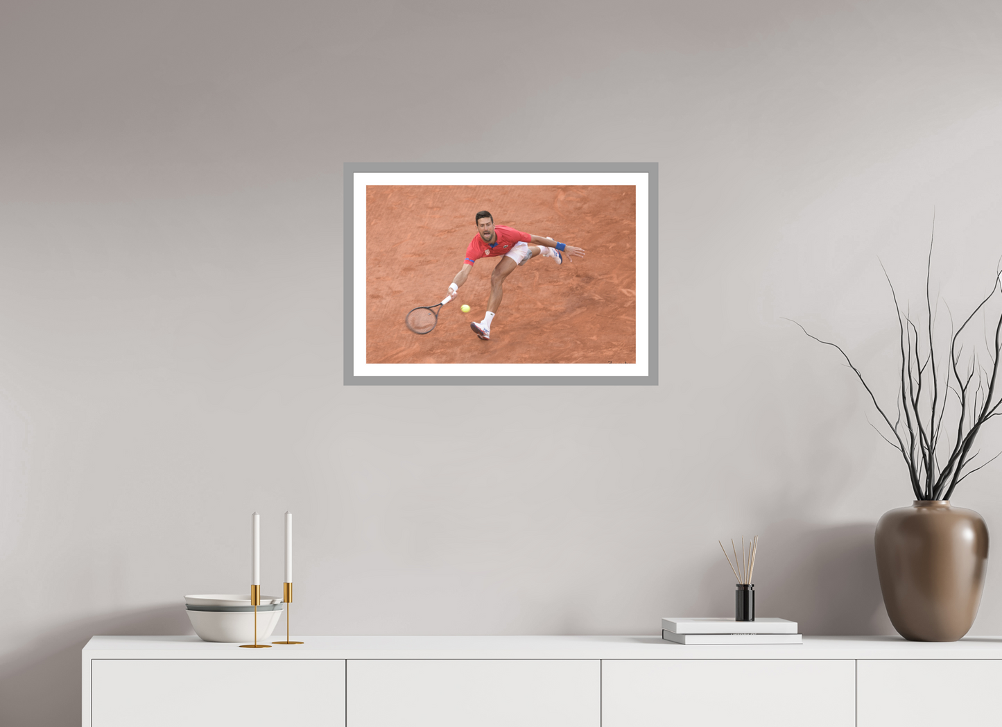 60 x 40 cm, Impression fine art, cadre gris clair, verre anti-reflet et anti-UV [Picture]: JO Paris 2024 - Tennis at Roland Garros stadium (4)