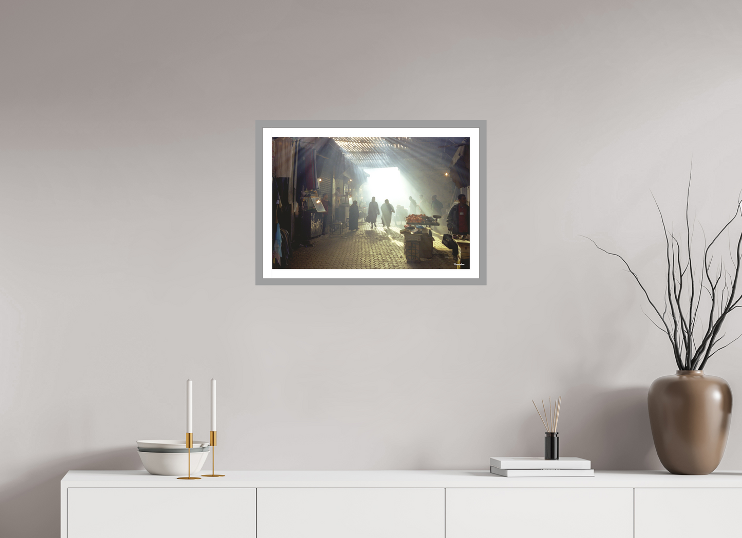 59,4 x 40 cm, Impression fine art, cadre gris clair, verre anti-reflet et anti-UV [Picture]: Morocco - Fes