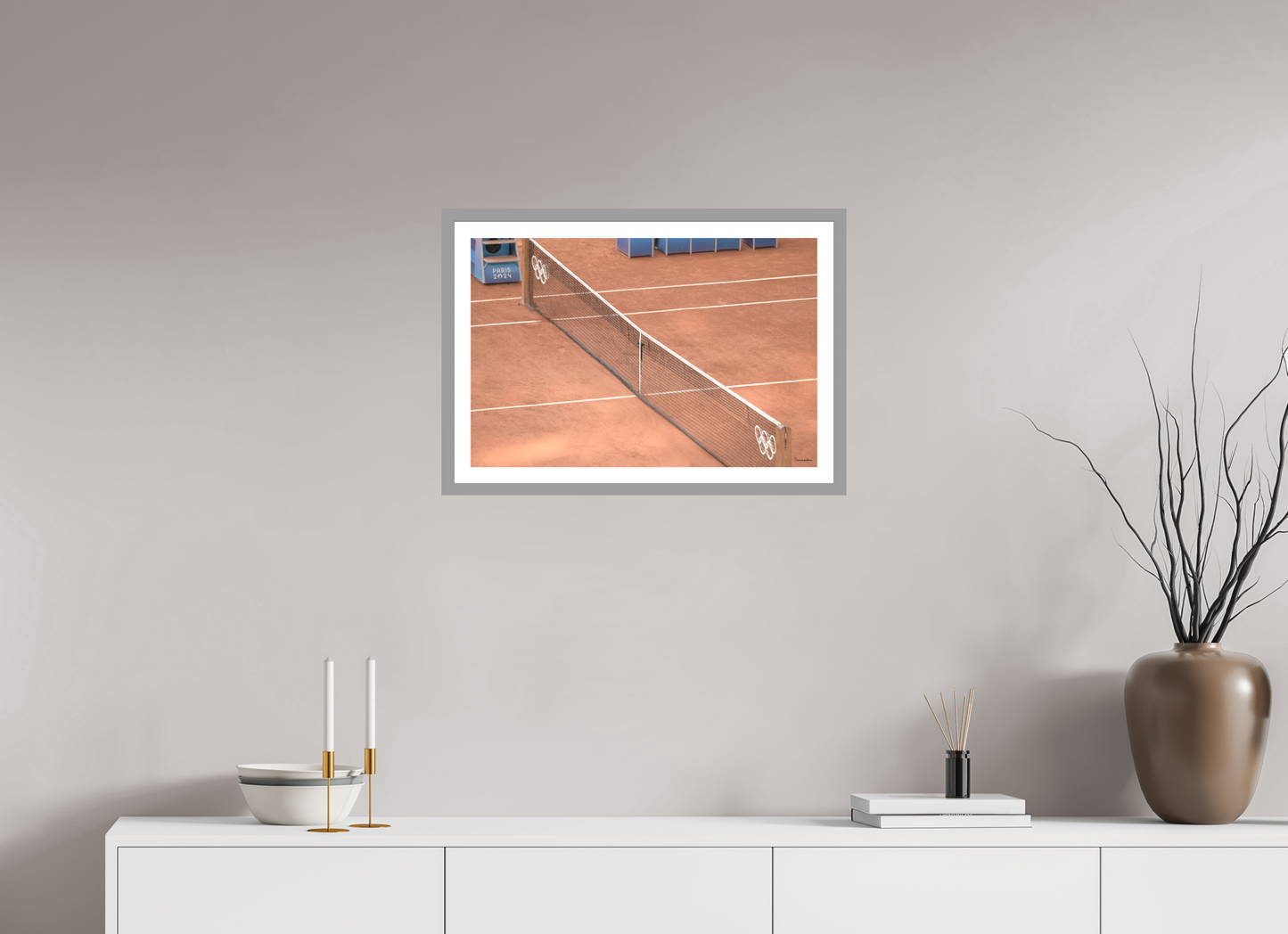 60 x 40 cm, Impression fine art, cadre gris clair, verre anti-reflet et anti-UV [Picture]: JO Paris 2024 - Tennis at Roland Garros (2)
