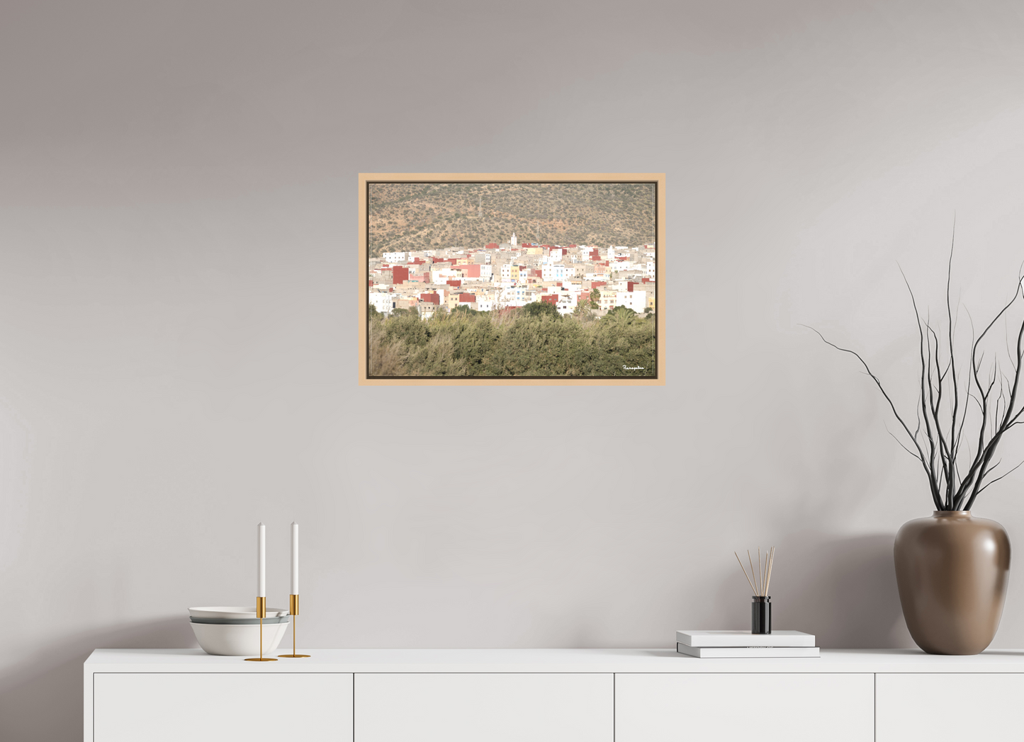 60 x 40 cm, Toile matte avec cadre érable naturel [Picture]: Morocco - Aourir