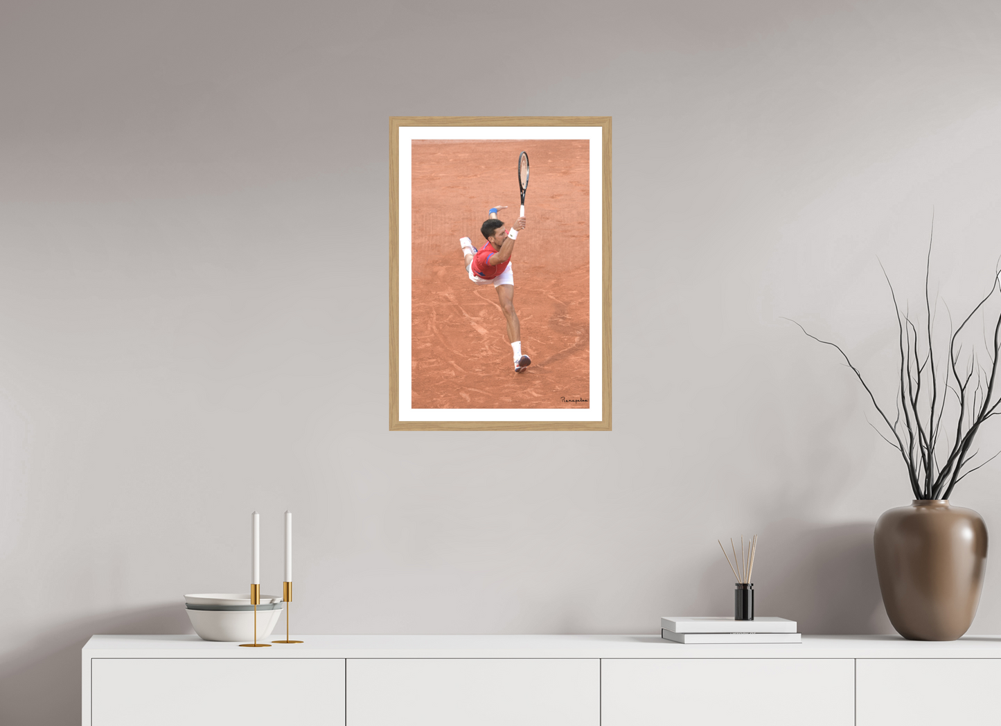 40 x 60 cm, Tirage argentique brillant, cadre chêne, verre anti-reflet et anti-UV [Picture]: JO Paris 2024 - Tennis at Roland Garros Stadium (3)