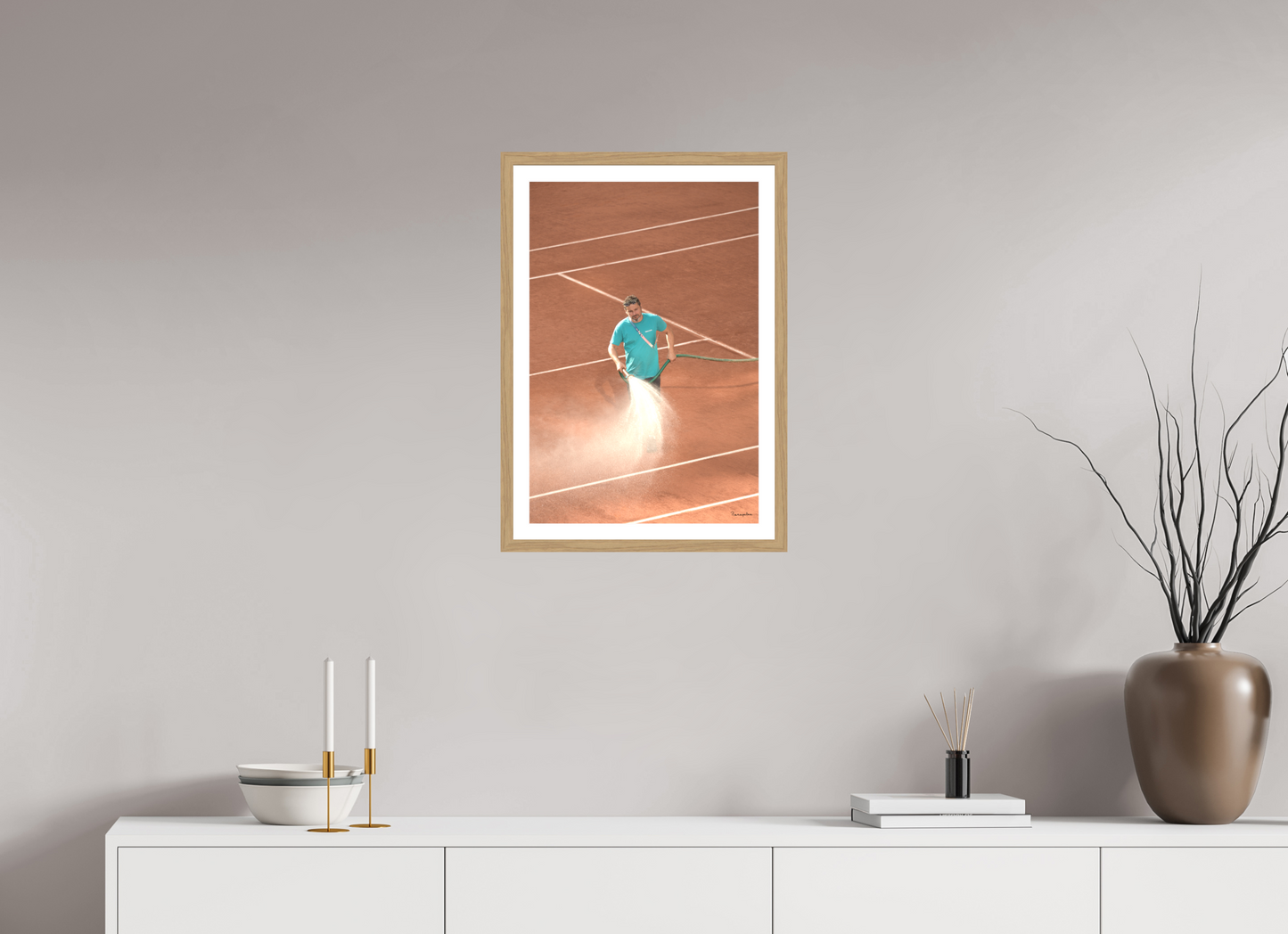 40 x 59,2 cm, Tirage argentique brillant, cadre chêne, verre anti-reflet et anti-UV [Picture]: JO Paris 2024 - Tennis Roland Garros stadium (1)