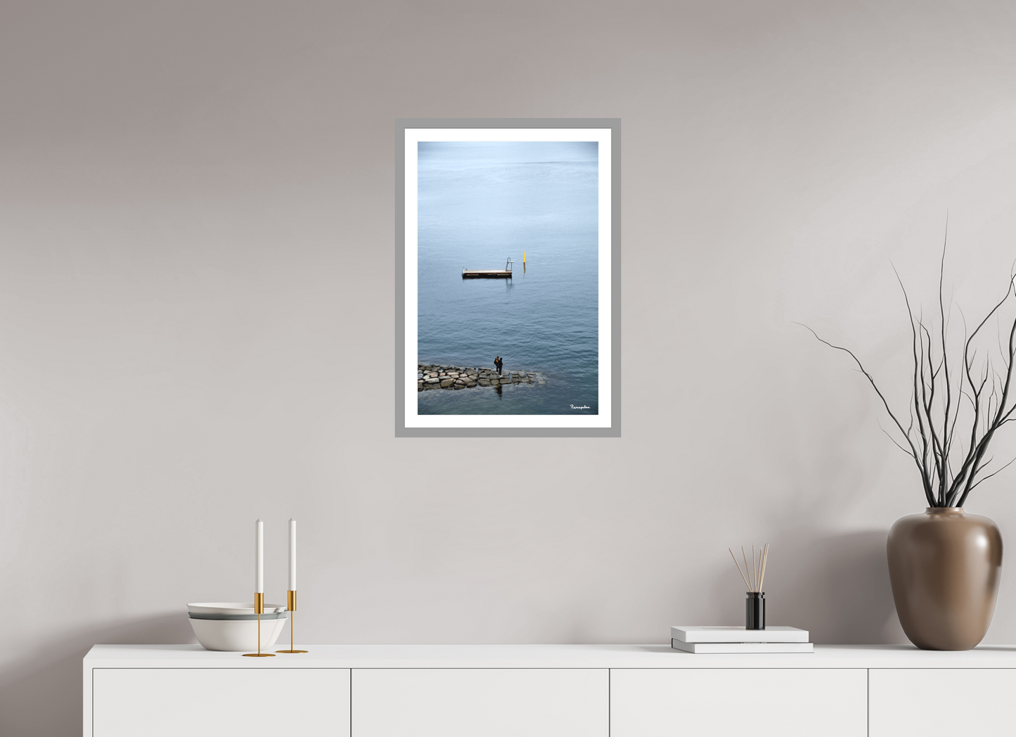 40 x 60 cm, Impression fine art, cadre gris clair, verre anti-reflet et anti-UV [Picture]: Eau slow