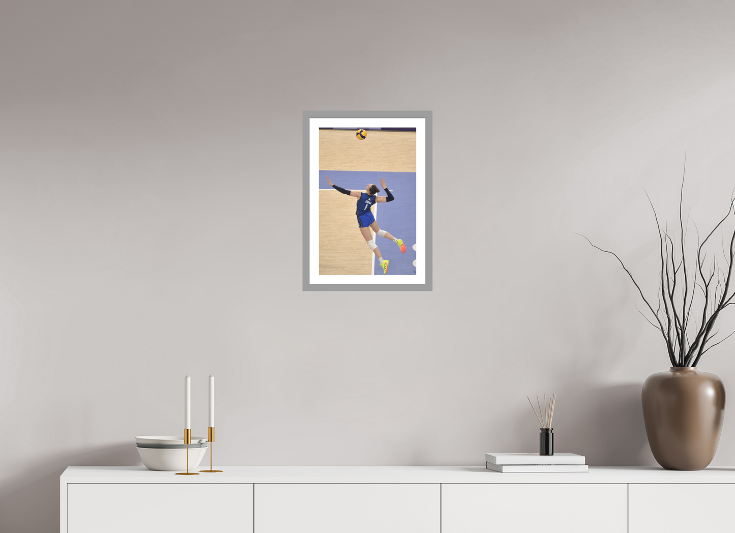 30 x 45 cm, Impression fine art, cadre gris clair, verre anti-reflet et anti-UV [Picture]: JO Paris 2024 - Volley-ball- Women (6)